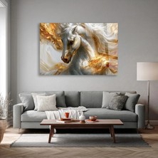 Mgi Design Beyaz At Gold Cam Tablo | Dekoratif Duvar Tablosu | Parlak ve Net Görüntü | Yatak Odası ve Antre | Doğum Günü Hediyesi | Yüksek Çözünürlüklü Baskı