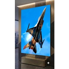 Mgi Design 4mm Tamperli Uv Baskı Kırılımaz Cam Tablo Ev Ofis Duvar Dekor Hediyelik Tablo Premium Marka Deluxe Solo Türk Uçak Teknofest Gösteri F16 Uçuş Ekibi Kız Erkek Çocuk Genç Pilot Odası UHD Baskı Kalitesi