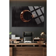 Mgi Design Siyah ve Bronz Ay Yıldızlı Türk Cam Tablo | Şık Duvar Tablosu | Canlı Renkli Baskı | Mutfak ve Yemek Alanı | Ev Hediyesi | Parlak Cam Yüzey