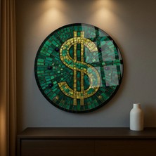 Mgi Design Vitray Dolar Emblem Tabo Cam Tablo | Dekoratif Duvar Tablosu | Uv Baskı Canlı Renkler | Kafe ve Ofis Için | Doğum Günü Hediyesi | 4mm Kırılmaz Cam