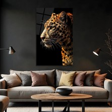 Mgi Design Jaguar Close Up Iı Cam Tablo, Temperli Cam Hayvan Temalı Duvar Tablosu, Uv Baskılı Modern Salon Yatak Odası Duvar Dekoru, Dekoratif Hediyelik Tablo