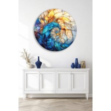 Mgi Design Mavi Altın Spiral Yuvarlak Vitray Soyut Cam Tablo | Şık Duvar Tablosu | Parlak ve Net Görüntü | Ev ve Iş Yeri | Ev Hediyesi | Dayanıklı Cam Yapı