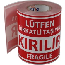 Etiketi Büyük Boy Kuşe, Fragile Label Yapışkanlı Etiket 100X150MM Ruloda 250 Adet Sticker, Koli Için Çıkartma Güvenlik Etiketi, Dikkat Kırılır Uyarı Etiketi, Paketleme