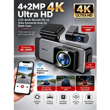 Wİ-Fİ 4K Ön Arka Araç Kamerası | LCD Ekranlı, Gece Görüşlü, 140° Açı, Döngü Kayıt, G-Sensörlü
