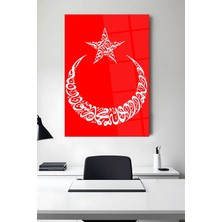 Mgi Design Kelime-I Tevhid Ay Yıldız Cam Tablo 4 mm Temperli Cam – Islami Duvar Dekoru
