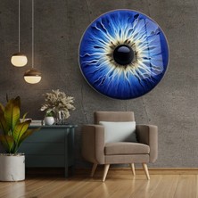 Mgi Design Cam Tablo: Mavi Beyaz Soyut Göz Deseni ile Modern Duvar Dekoru | Modern Soyut Dekoratif Duvar Tablosu, Salon, Ofis ve Çalışma Alanı Dekoru, 50X50 cm