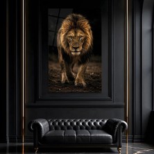 Mgi Design Aslan I Cam Tablo, Temperli Cam Hayvan Temalı Duvar Tablosu, Uv Baskılı Modern Salon Yatak Odası Duvar Dekoru, Dekoratif Hediyelik Tablo