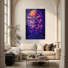 Mgi Design Çok Katmanlı Yüz ve Zihin Temalı Modern Sanat Cam Tablo | Portre Temalı Dekoratif Duvar Tablosu, Salon ve Yatak Odası Dekoru,