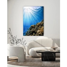 Mgi Design Okyanus Mercan Resifi Cam Tablo 4 mm Temperli Cam Deniz Altı Manzara Duvar Dekoru
