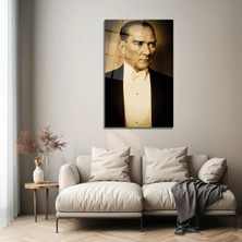Mgi Design Mustafa Kemal Atatürk Cam Tablo | Atatürk Temalı Dekoratif Duvar Tablosu, Salon, Ofis ve Çalışma Alanı Dekoru,
