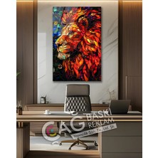 Mgi Design Aslan Kral Avcı Yırtıcı Vitray Görünüm Cam Tablo Modern Ev Ofis Salon Duvar Oda Dekoru Hediyelik | Hayvan Figürlü Dekoratif Duvar Tablosu, Salon, Ofis ve Çalışma Alanı Dekoru,