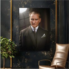 Mgi Design Mustafa Kemal Atatürk Tarihi Metin Arkaplanlı Resmi Portre Cam Tablo