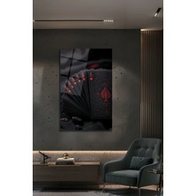Mgi Design Siyah Kırmızı Iskambil Kağıtları Cam Tablo Lüks Aslar ve Maça Figürlü Poker Dekoratif Tema | Doğa ve Manzara Temalı Dekoratif Duvar Tablosu, Salon, Yatak Odası ve Ofis Dekoru,