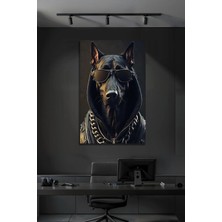 Mgi Design Modern Sokak Stili Gözlüklü Doberman Tasarımlı Dekoratif Cam Tablo | Şehir Temalı Dekoratif Duvar Tablosu, Salon ve Ofis Dekoru,