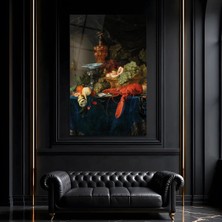 Mgi Design Altın Kadehli Natürmort Cam Tablo, Ünlü Ressam Klasik Sanat Temperli Cam Duvar Tablosu, Uv Baskılı Salon Ofis Duvar Dekoru, Modern Sanatsal Dekoratif Hediyelik