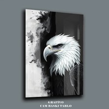 Mgi Design Kara Kartal Taraftar Uv Baskı Teknolojili Cam Tablo – Siyah Beyaz Gücün ve Asaletin Simgesi