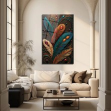 Mgi Design Sanatsal Tüy Desenli Cam Tablo Modern Dekoratif Duvar Aksesuarı