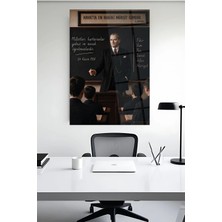 Mgi Design Atatürk Öğretmen Cam Tablo 4 mm Temperli Cam – “hayatta En Hakiki Mürşit Ilimdir”