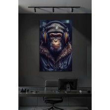 Mgi Design Kulaklık Takan Şempanze Cam Tablo Gamer Odası ve Müzik Stüdyosu Için Dekoratif Duvar Dekoru | Modern Dekorasyon Temalı Dekoratif Duvar Tablosu, Salon, Ev ve Ofis Dekoru,