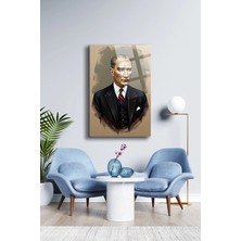 Mgi Design Atatürk Cam Tablo Portre Cam Tablo Duvar Dekoru Atatürk Portresi Kırılmaz Cam Solmaz Baskı 029 | Atatürk Temalı Dekoratif Duvar Tablosu, Salon, Ofis ve Çalışma Alanı Dekoru,