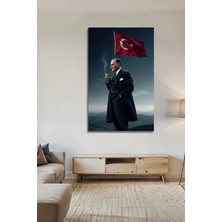 Mgi Design Lüks Atatürk Ay Yıldız Bayraklı Özel Tasarım Dekoratif Modern Cam Tablo | Atatürk Temalı Dekoratif Duvar Tablosu, Salon, Ofis ve Çalışma Alanı Dekoru,
