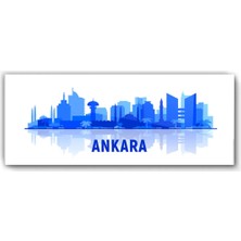 Mgi Design Cam Tablo Ankara Şehir Silüeti – Mavi Modern Şehir Temalı Ev Dekorasyonu, Ofis Dekorasyonu