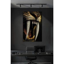 Mgi Design Elmas Dişli Aslan Lüks Gold Seri Kristal Dekotarif Temperli Cam Tablo | Hayvan Figürlü Dekoratif Duvar Tablosu, Salon, Ofis ve Çalışma Alanı Dekoru, 72X46 cm