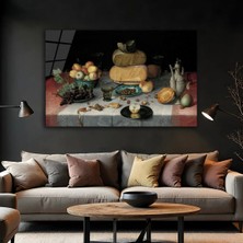 Mgi Design Peynirlerle Natürmort Cam Tablo, Ünlü Ressam Klasik Sanat Temperli Cam Duvar Tablosu, Uv Baskılı Salon Ofis Duvar Dekoru, Modern Sanatsal Dekoratif Hediyelik