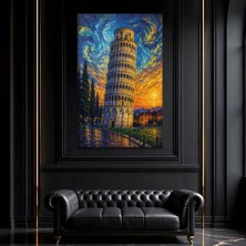 Mgi Design Van Gogh Tarzı Pisa Kulesi Cam Tablo, Ünlü Ressam Klasik Sanat Temperli Cam Duvar Tablosu, Uv Baskılı Salon Ofis Duvar Dekoru, Modern Sanatsal Dekoratif Hediyelik