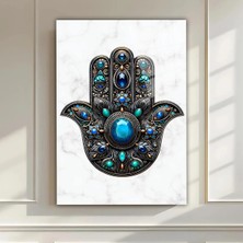 Mgi Design Nazar Koruyucu Hamsa El Motifli Cam Tablo – Ev ve Ofis Için Anlamlı Dekoratif Hediye | Modern Dekorasyon Temalı Dekoratif Duvar Tablosu, Salon, Ev ve Ofis Dekoru,