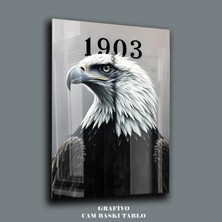 Mgi Design 1903 Kartal Figürü Cam Tablo – Siyah Beyaz Taraftar Temalı Modern Premium Hd Dekoratif Duvar Sanatı | Modern Dekorasyon Temalı Dekoratif Duvar Tablosu, Salon, Ev ve Ofis Dekoru,