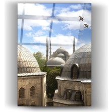 Mgi Design Tarihi Istanbul Silüeti Mavi Camii ve Eski Yapılar Dikey Cam Tablo | Şehir Temalı-Ev-Ofis Dekorasyon