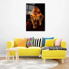Mgi Design Sarı Tonlu Jaguar Hayvanlar Alemi Cam Tablo #PCT0410 | Hayvan Figürlü Dekoratif Duvar Tablosu, Salon, Ofis ve Çalışma Alanı Dekoru,