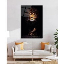 Mgi Design Aslan Kral Yırtıcı Hayvan Cam Tablo Modern Ev Ofis Salon Duvar Oda Dekoru Hediyelik