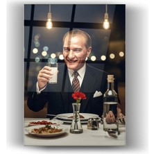 Mgi Design Mustafa Kemal Atatürk’ün Özel Bir Sahnesini Yansıtır-Cam Tablo-Ev ve Ofis Dekorasyonu