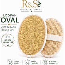 R&S Doğal Kozmetik Doğal Kabak Lifli Çift Taraflı Banyo Kesesi | Batık Karşıtı Oval Loofah Vücut Peeling ve Temizlik Kesesi