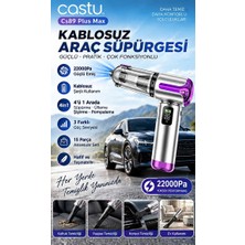 Azurtech Castu CS89 Plus Max 4’ü 1 Arada Kablosuz Araç Süpürgesi 22000PA Güçlü Çekim 15 Parça Aksesuar