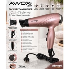 Abnturk 2000W Gül Pembesi 2 Kademeli Fan ve 3 Kademeli Sıcaklık Ayarlı Saç Kurutma Makinesi
