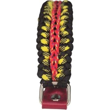 Moonparacord Köpek Tasması Siyah Üstü Siyah Sarı Çapraz Desen Üstü Kırmızı Sarı 37-43CM