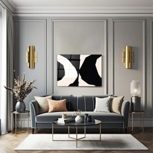 Mgi Design Siyah Beyaz Soyut Desenli Modern -Cam Tablo-Ofis-Ev