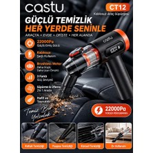Azurtech Castu CT12 22000PA Kablosuz Şarjlı Araç Süpürgesi Brushless Motorlu Taşınabilir El Süpürgesi