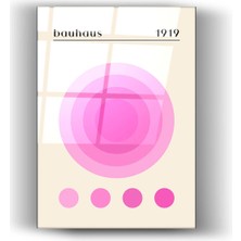 Mgi Design Cam Tablo – Pembe Bauhaus Halkalar | Modern Bohem Ev & Genç Odası Dekorasyonu | Ev | Ofis