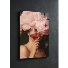 Mgi Design Pembe Çiçek Tacı ve Şarap Cam Tablo – Estetik Sanat