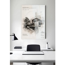 Mgi Design Modern Mimari Çizim Cam Tablo – 4 mm Temperli Minimal Duvar Dekoru