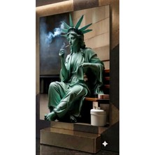 Mgi Design Özel Tasarım 4mm Tamperli Uv Baskı Cam Tablo Ev Ofis Duvar Dekor Hediyelik Tablo Abd Heykel Özgürlük Anıtı Premium Marka Canlı Sağlam Deluxe Luxury UHD Baskı Gerçek Cam