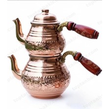 Zinnunbakır Bakır Çaydanlık El Işlemeli Zımbalı Desenli Orta Boy. 2.8 Lt, 0.70 Mm, 850 Gr.