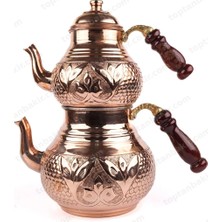 Zinnunbakır Bakır El Yapımı Zımbalı Çiçek Desenli Çaydanlık (2.8 Lt, 0,70 mm Sac)