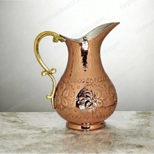 Zinnunbakır Bakır El Desenli Çiçek Motifli Sürahi 2 Lt