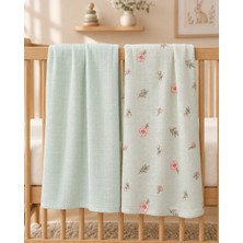 Vanilya Gift And More %100 Pamuk Çok Amaçlı Yenidoğan Bebek Müslin Örtü 2li - 80X100CM-OEKO-TEX Sertifikalı