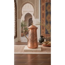 Zinnunbakır Bakır Sürahi Kapaklı Konik Sık El Oyması Retro Motif 2'lt
